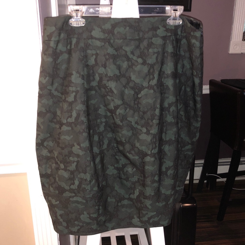 Black and green metallic camo skirt